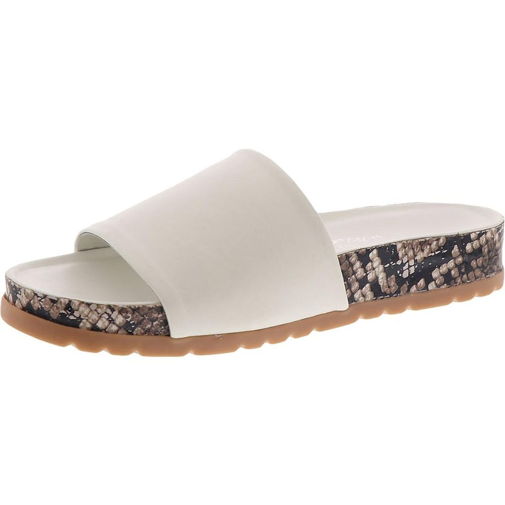 Coconuts by Matisse Womens Shift Leather Slide Sandals White 7 Medium